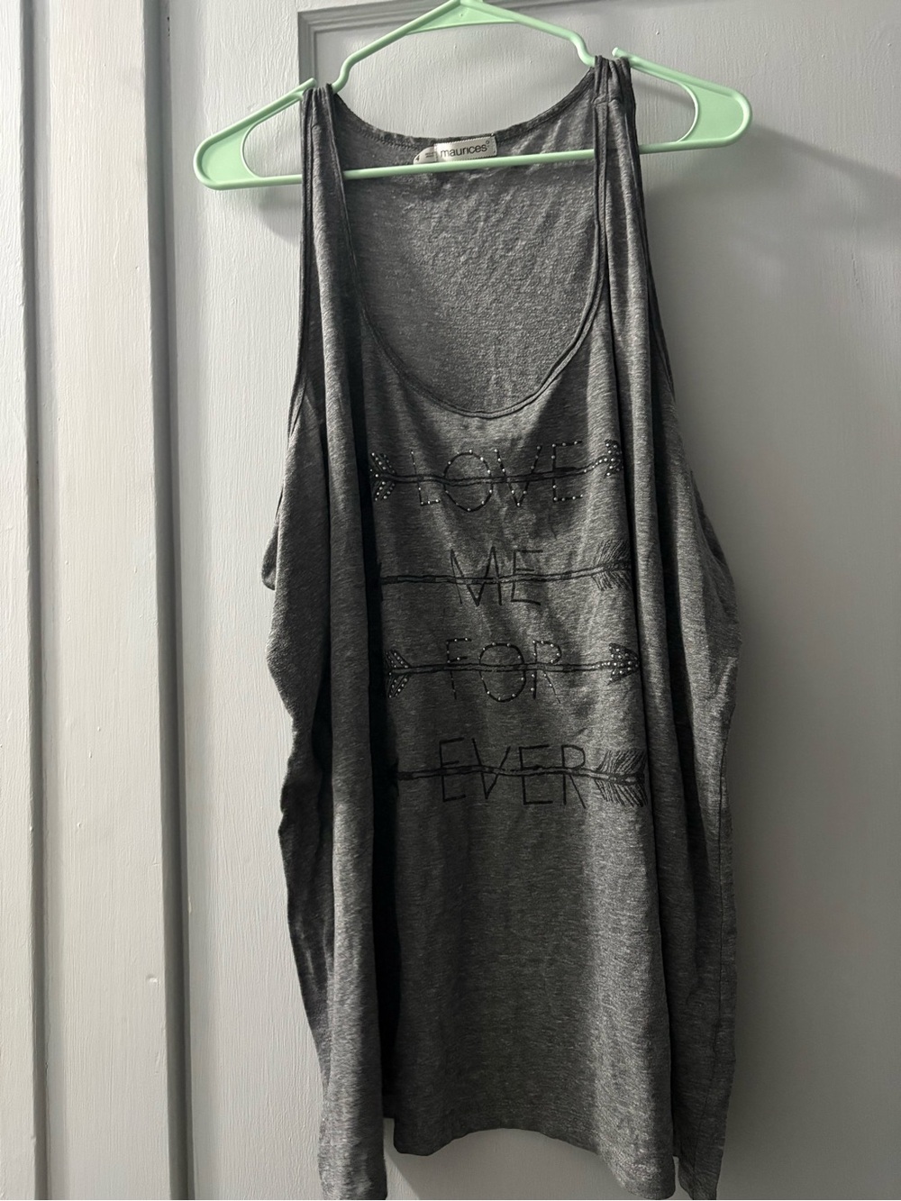 Maurices Charcoal Gray Studded Graphic Tank
